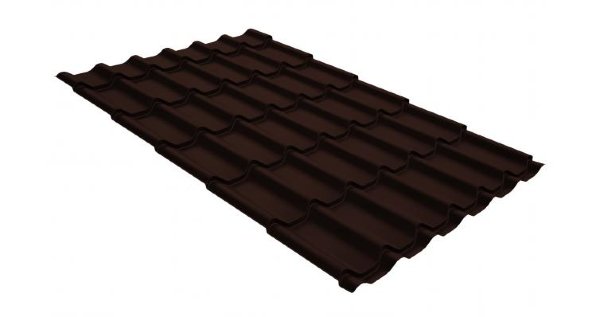 Металлочерепица классик GL 0,5 GreenCoat Pural Matt RR 887 шоколадно-коричневый (RAL 8017 шоколад) купить в Петрозаводске