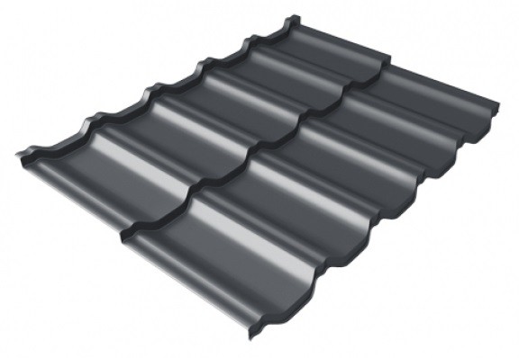 Металлочерепица модульная Квинта Uno Grand Line c 3D резом 0,5 Satin Мatt RAL 7024 мокрый асфальт купить в Петрозаводске