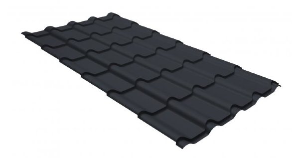 Металлочерепица камея GL 0,5 GreenCoat Pural RR 23 темно-серый (RAL 7024 мокрый асфальт) купить в Петрозаводске