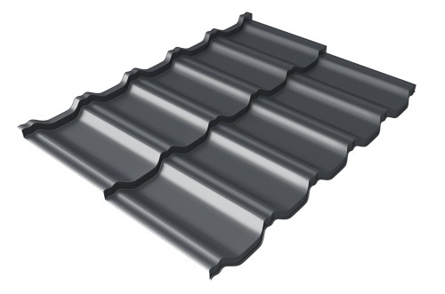 Металлочерепица модульная Квинта Uno Grand Line c 3D резом 0,5 Quarzit lite RAL 7024 мокрый асфальт купить в Петрозаводске