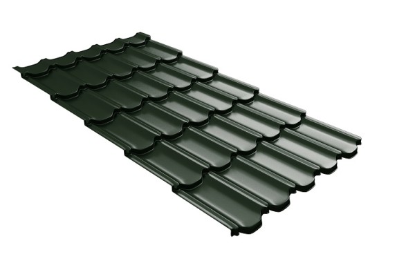 Металлочерепица квинта плюс с 3D резом 0,5 GreenСoat Pural Matt RR 11 темно-зеленый (RAL 6020 хромовая зелень) купить в Петрозаводске