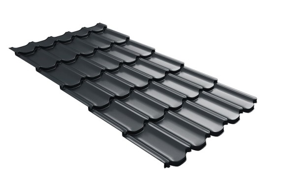 Металлочерепица квинта плюс с 3D резом 0,5 Satin RAL 7016 антрацитово-серый купить в Петрозаводске